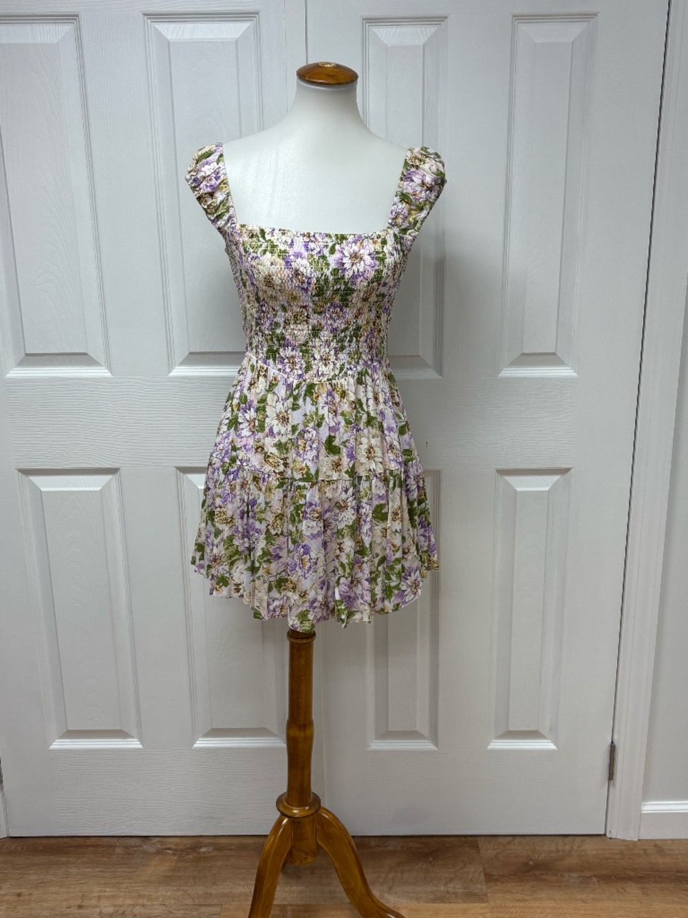 Sky to Moon Purple Floral Mini Dress - Size‎ S.